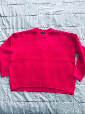 NEW Vince Camuto Oversized Hot Pink Crewneck Sweater